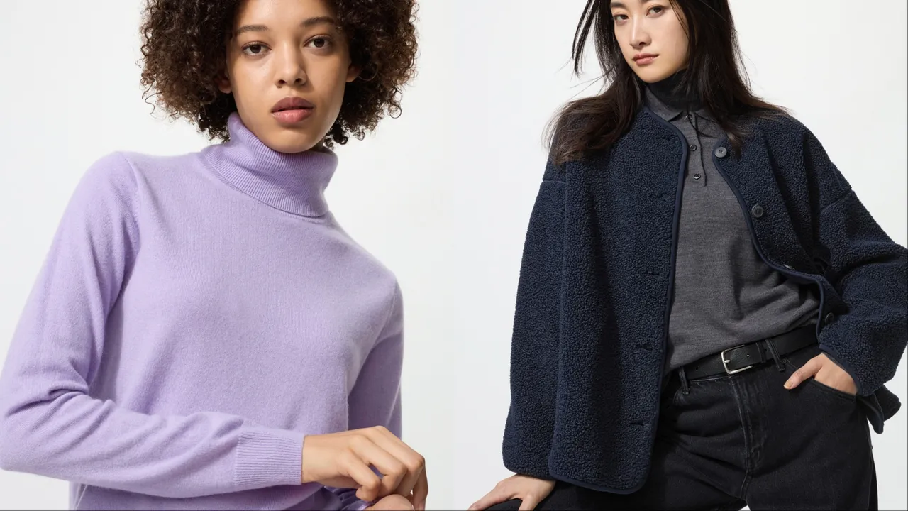 UNIQLO喀什米尔高领毛衣（左）限定价2490元、男女适穿毛绒刷毛开襟外套（右）限定价990元。品牌提供