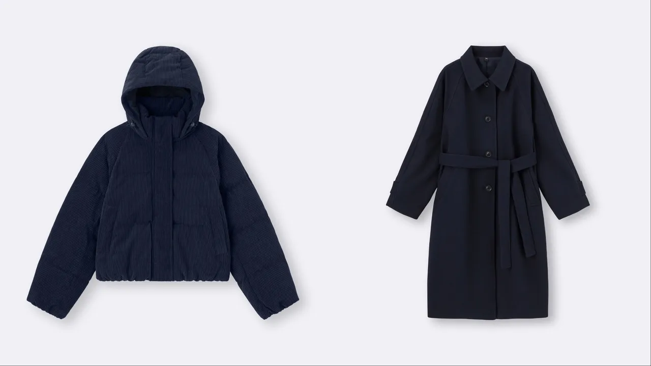 GU WARM PADDED灯心绒夹层外套（左）限定价1490元、Cozy Melton麦尔登立领大衣（右）限定价1790元。品牌提供