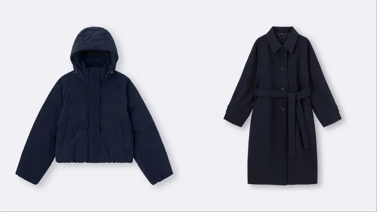 GU WARM PADDED燈心絨夾層外套（左）限定價1490元、Cozy Melton麥爾登立領大衣（右）限定價1790元。品牌提供