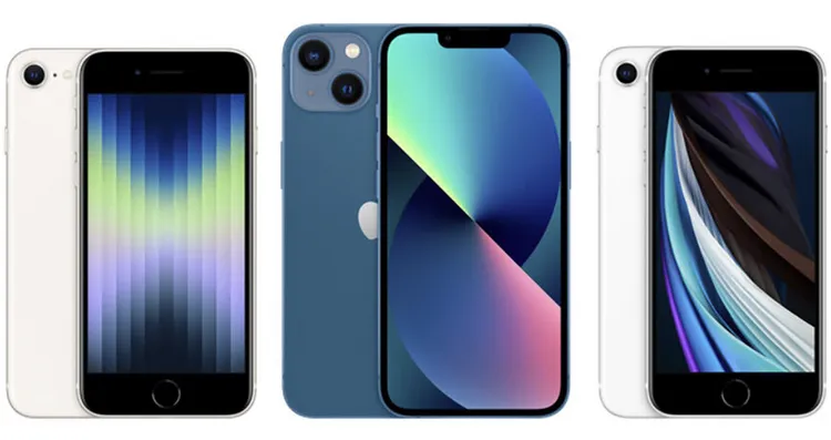 大谷翔平老婆爱机iPhone 13（中）在中古市场热销。翻摄自苹果官网