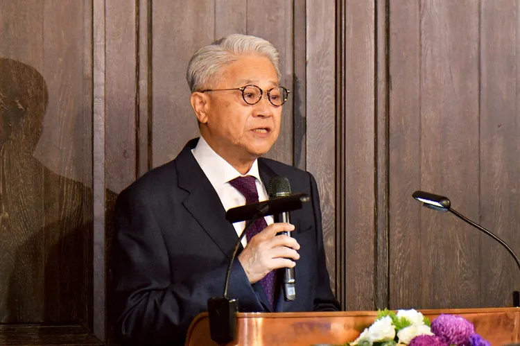 中華民國工商協進會今早舉辦工商早餐會，圖為理事長吳東亮。行政院提供