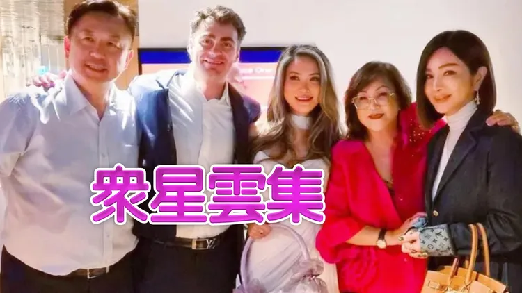 陈美凤（右起）与谷音、谷音爱女Christina、洋女婿Alen、谷音老公Robert合影。翻摄陈美凤脸书