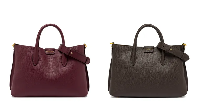 Gianni Chiarini Aretha皮革手提包以簡潔方形輪廓營造出俐落感，各1萬9800元。品牌提供
