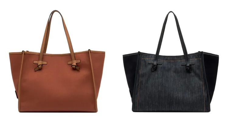 Gianni Chiarini Marcella大型帆布托特包（左）9200元、Marcella大型單寧托特包（右）1萬4800元。品牌提供