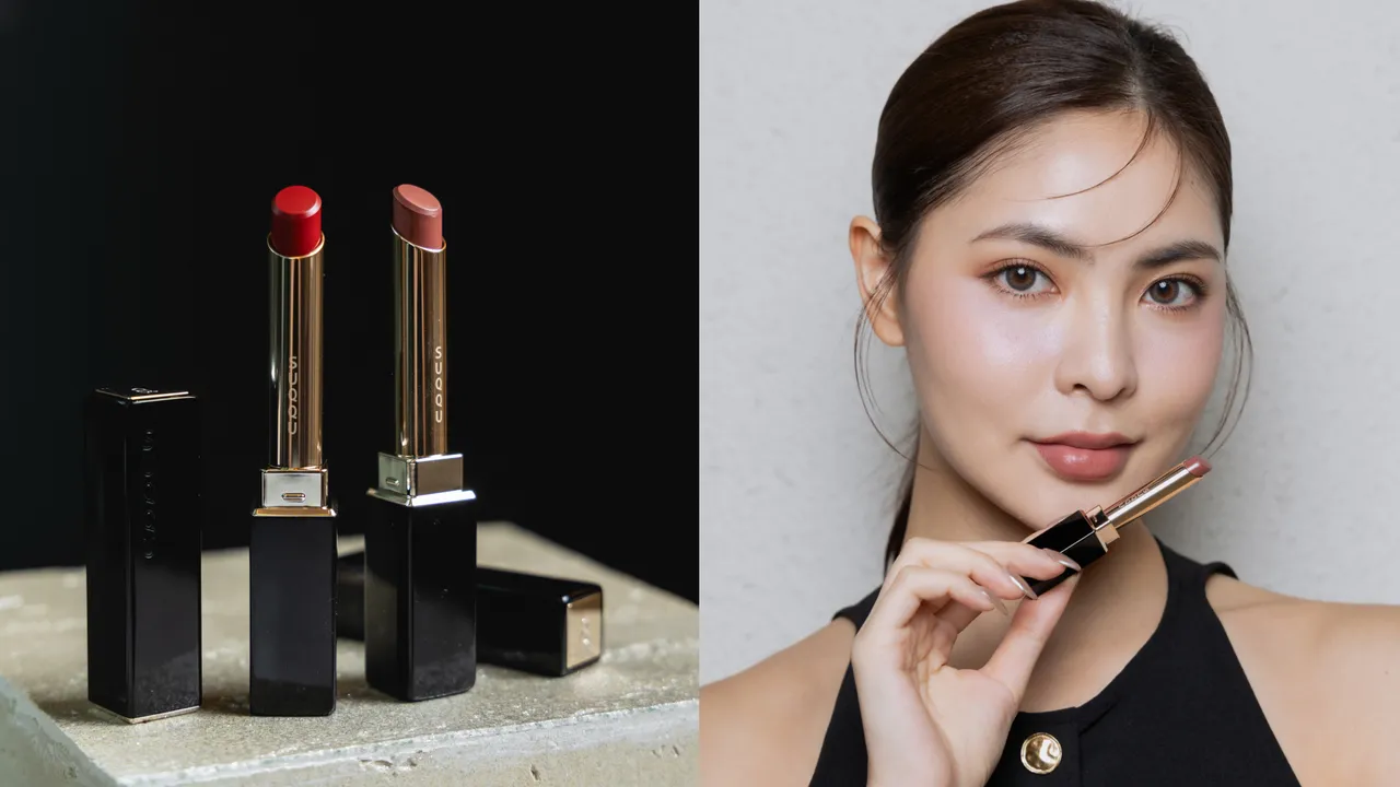 SUQQU 晶采丝绒唇膏，Model使用#105 零彩，各2050元。品牌提供