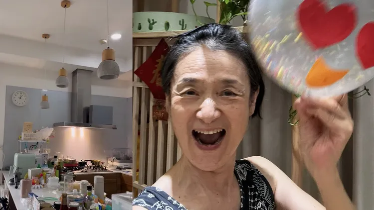 譚艾珍遇到地震趕緊關掉瓦斯爐火。翻攝譚艾珍臉書