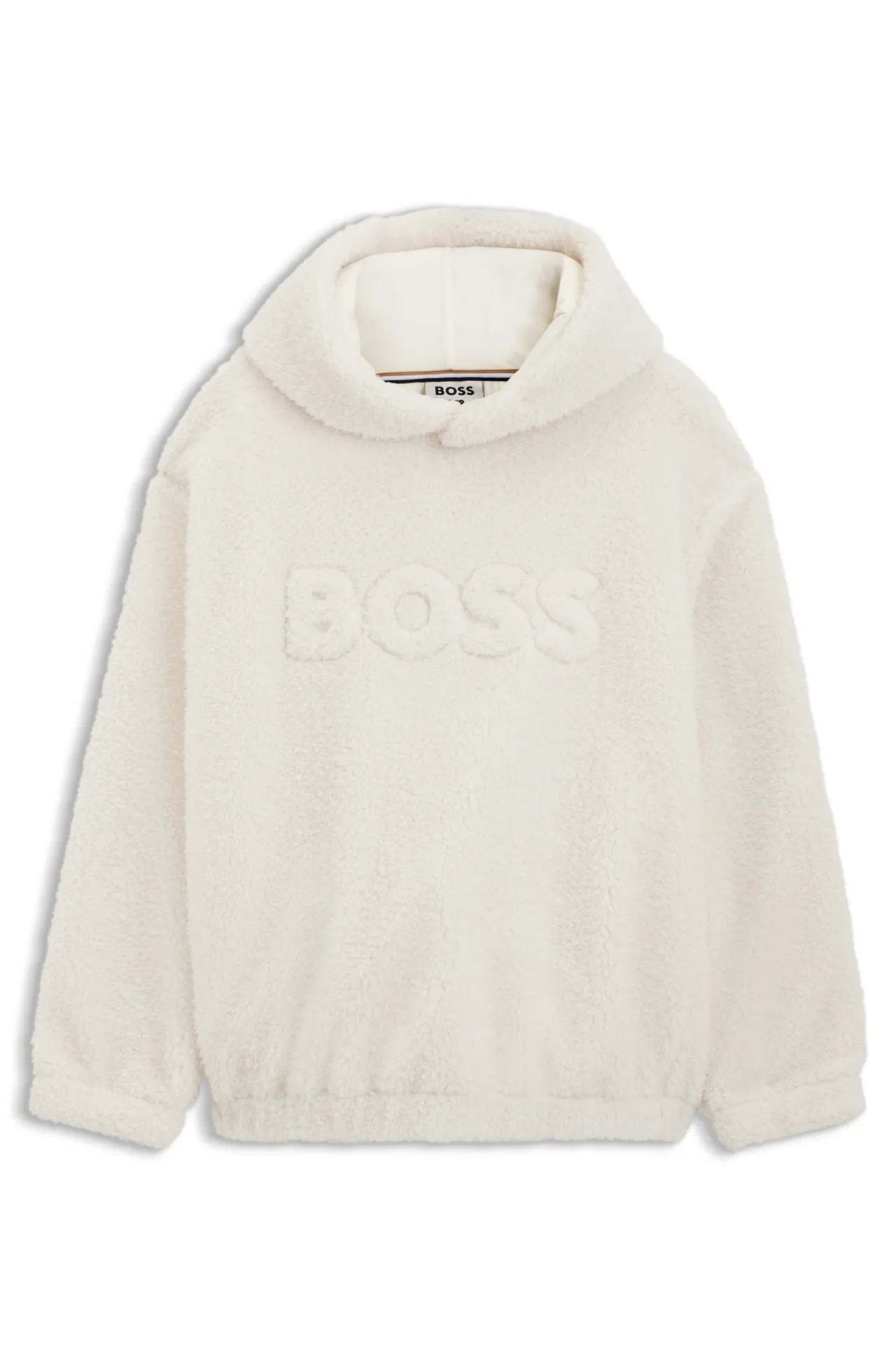 BOSS x Steiff節日系列白色絨毛連帽運動衫，1萬900元。品牌提供