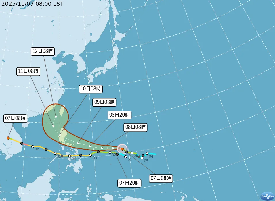鳳凰颱風路徑預測圖。取自中央氣象署