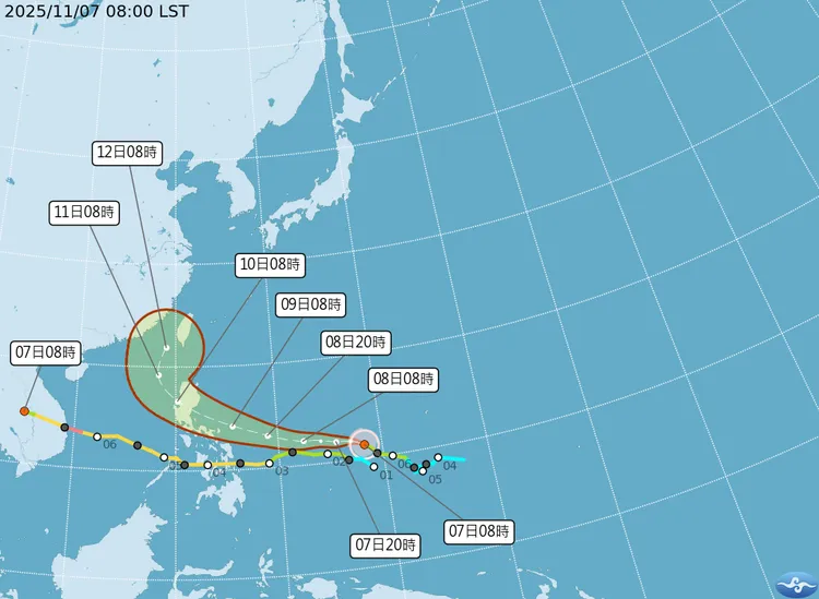 鳳凰颱風路徑預測圖。取自中央氣象署