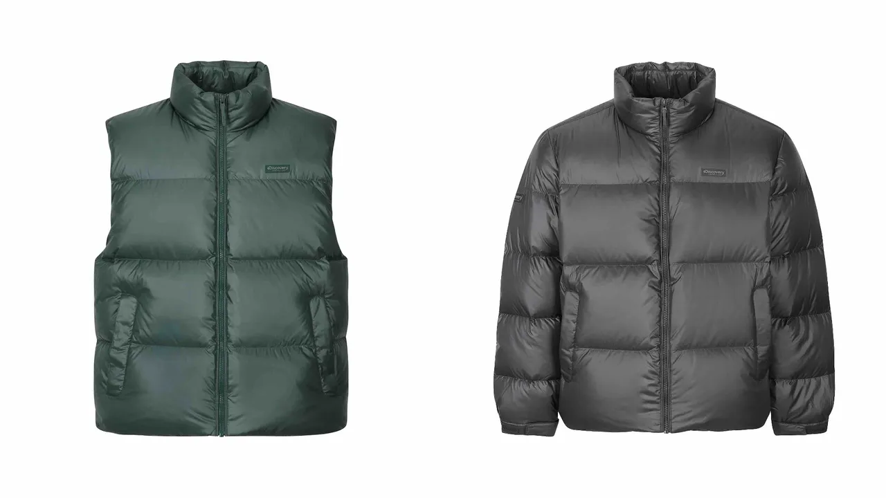 Discovery Expedition BARNSLEY男版孔雀绿羽绒背心（左）5790元、BARNSLEY男版黑银羽绒短版外套 （右）8690。品牌提供