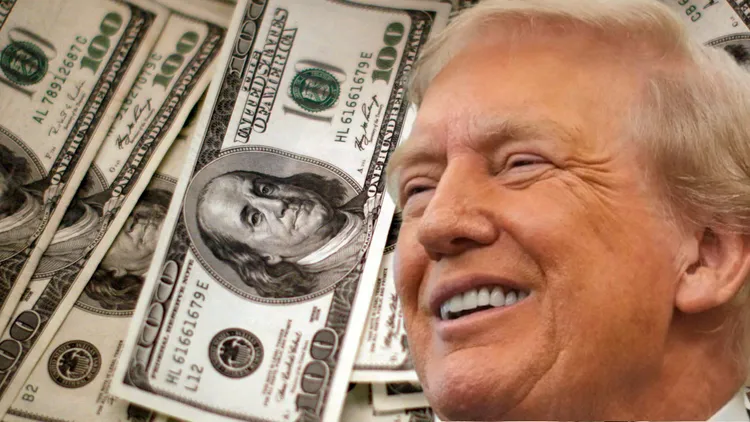 川普承诺，普发美国人每人2000美元关税红利，高收入者除外。合成画面。路透社