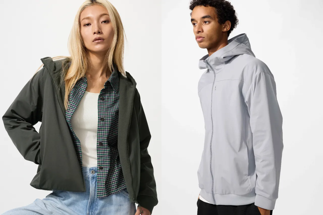 UNIQLO 女裝防風刷毛雙面連帽外套（左）、男裝防風防潑水刷毛連帽外套（右），各1490元。品牌提供