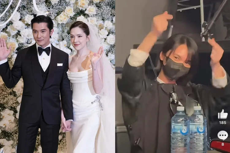 许玮宁昨和邱昨举办婚宴，昔日闺蜜杨丞琳没出席，陪著老公李荣浩到澳洲巡演。左图彭欣伟摄、右图翻摄自微博