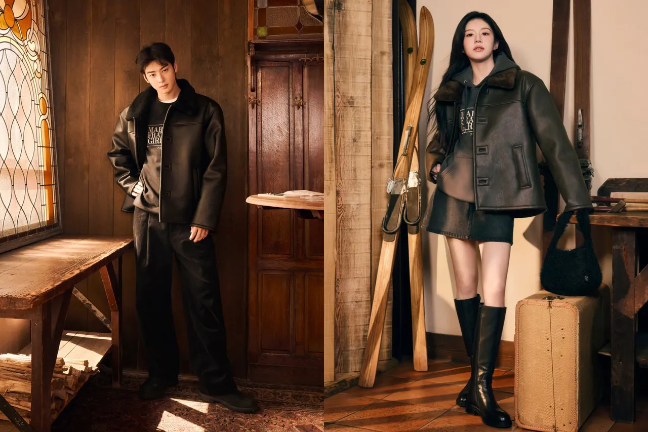 车银优（左）、高允贞（右）双双以酷帅皮衣当起「冬日情侣」。翻摄marithe_kr IG