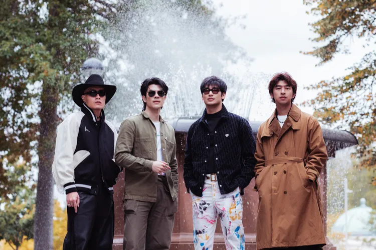 黃宣(左起)、Mile、Apo與陳柏霖在基督城市區中尋找線索。出去一下提供