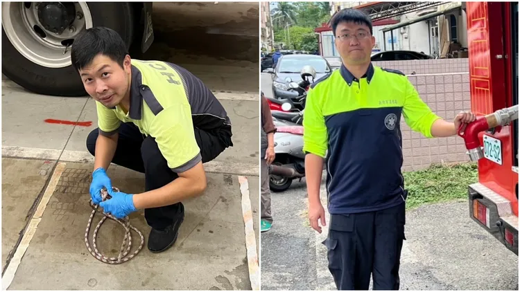 新竹市晴空匯大樓去年5月底爆發火警，勇消李詠真(左)、周立鑫(右)不幸殉職。消防局提供