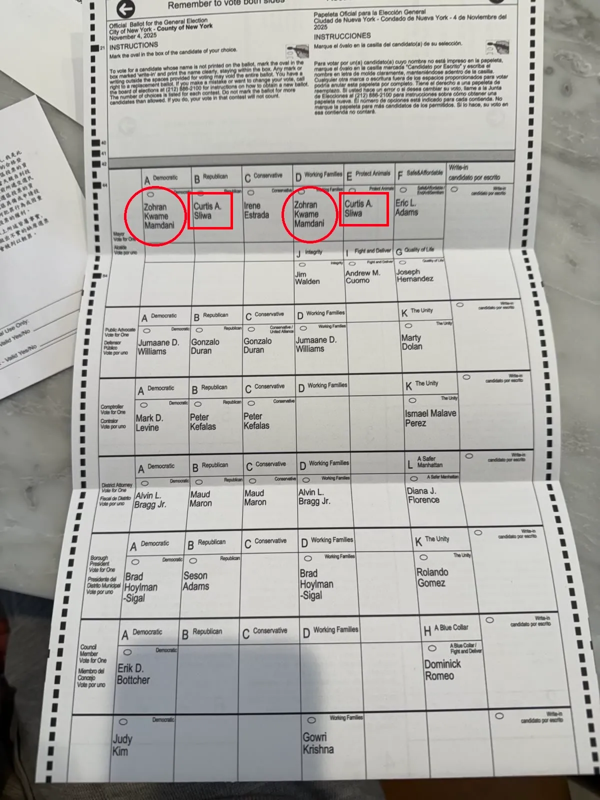 不只一位候选人在选票上重复列出。翻摄自X @elonmusk