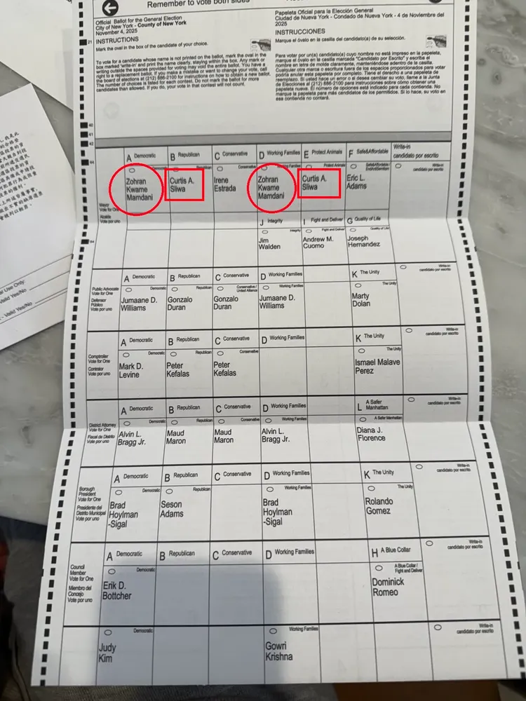 不只一位候選人在選票上重複列出。翻攝自X @elonmusk