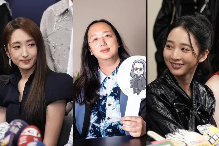 李沐（右）被说像柯佳嬿（左），搞笑说两人的中间值是唐凤。左、右照片彭欣伟摄、中间照片翻摄自唐凤IG