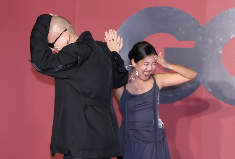 呂士軒（左）、李竺芯（右）一出場還互相撞到頭。莊宗達攝