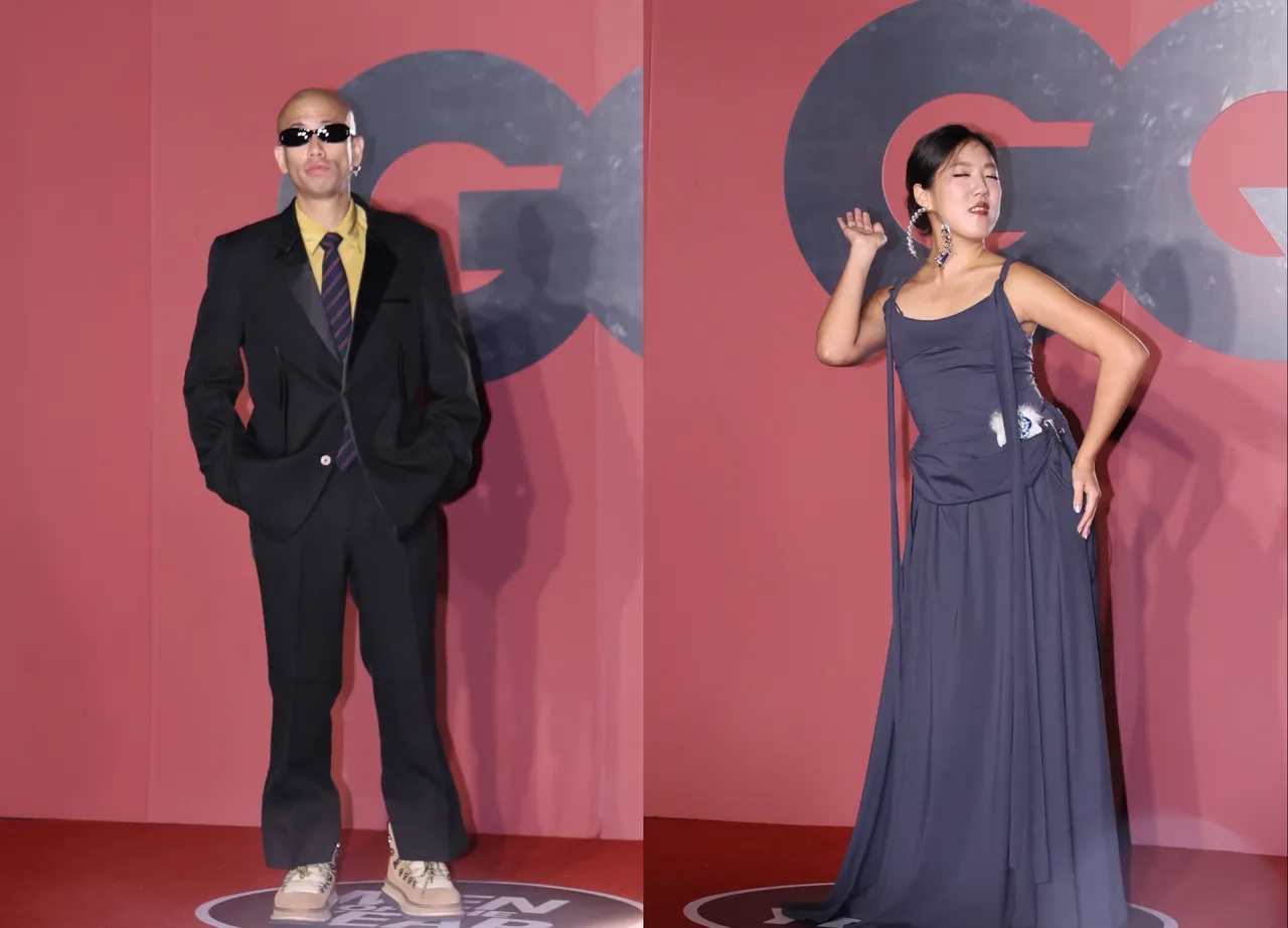 吕士轩（左）、李竺芯（右）出席「GQ MOTY 2025」。庄宗达摄