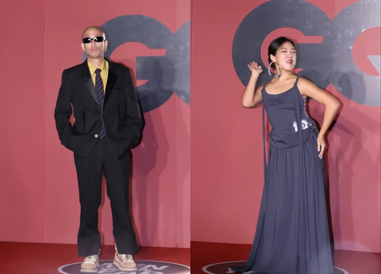 呂士軒（左）、李竺芯（右）出席「GQ MOTY 2025」。莊宗達攝
