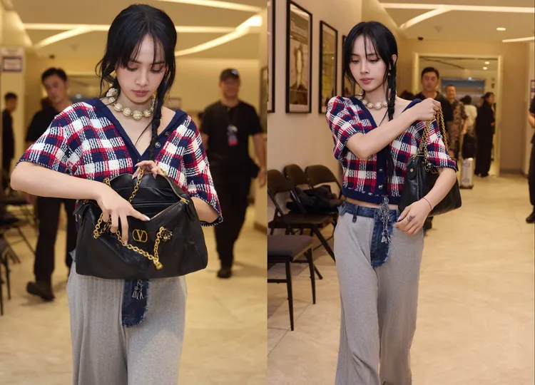 蔡依林則以格紋針織衫搭配拼接棉褲營造悠閒感，更綁起俏皮麻花辮大展凍齡狀態。品牌提供