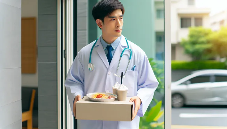 中国部分小县城的医生必须靠兼职送外卖谋生。AI示意图