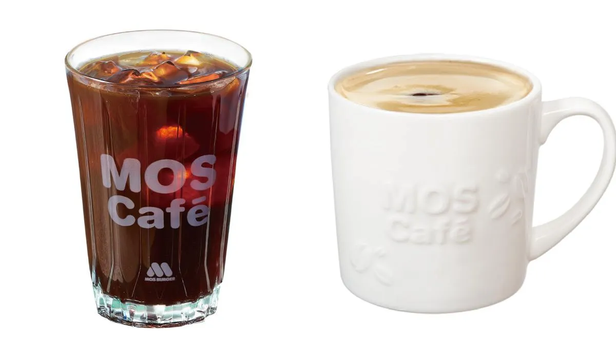 速食店冰咖啡（左）及限店供应的耶加雪菲咖啡。摩斯汉堡提供