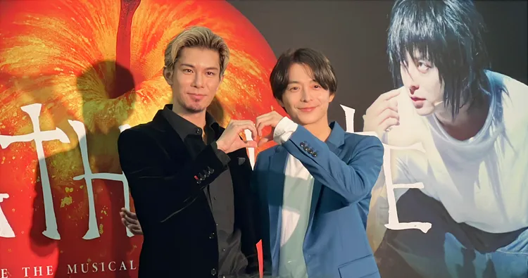 柿澤勇人（左）、小池徹平明後2天在台北流行音樂中心演出《死亡筆記本》音樂劇交響音樂會，今出席記者會。陳薇安攝