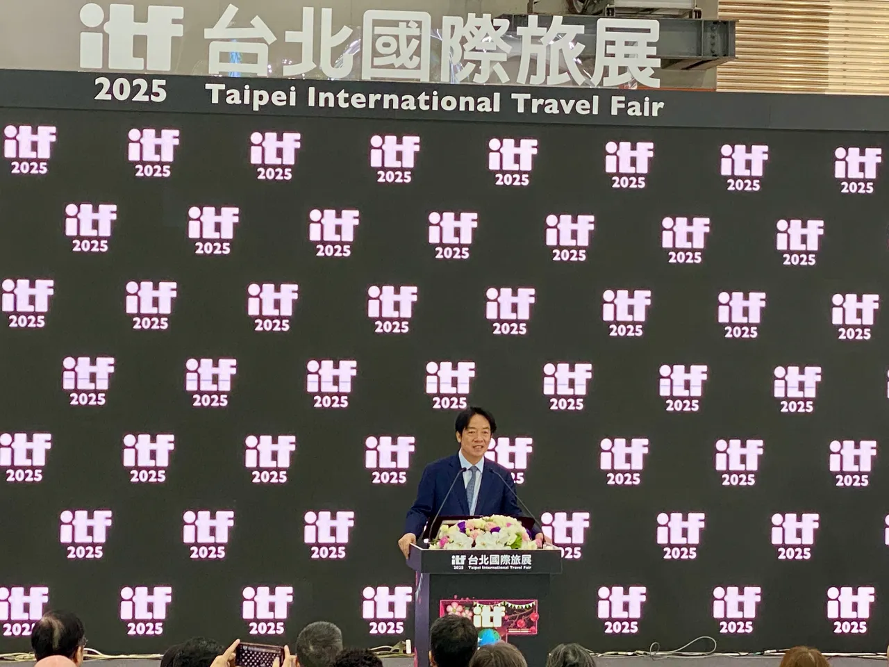 今日ITF旅展开幕时总统赖清德致词。庄伟祺摄
