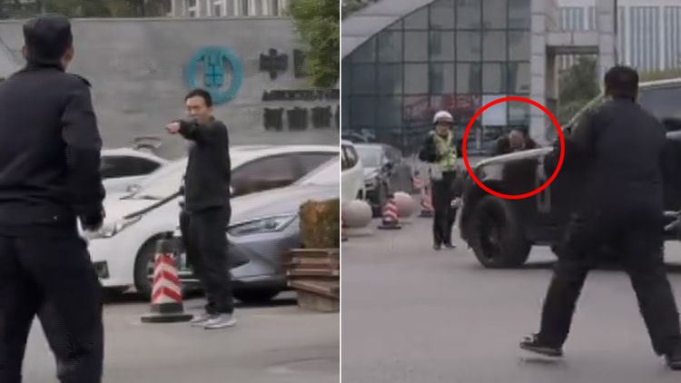 影片|長刀男街頭抗警 休旅車駕駛「假逃真衝」把他撞飛KO