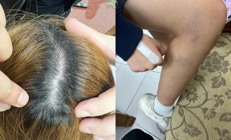 新北某高職學長情緒失控，竟在校內拖行學妹。翻攝我是新莊人許明偉臉書