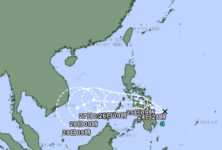 第27号天琴台风最快明生成，路径朝菲律宾移动，对台无直接影响。翻摄日本气象厅网站
