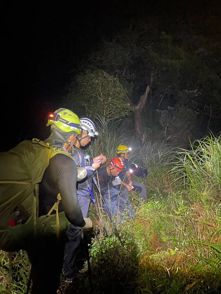 4男1女到舊好茶部落，誤食不明植物出現幻覺，消防人員上山救援。翻攝畫面