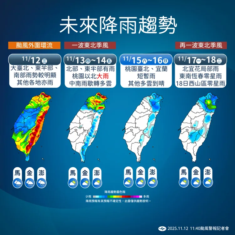未來降雨趨勢。氣象署提供