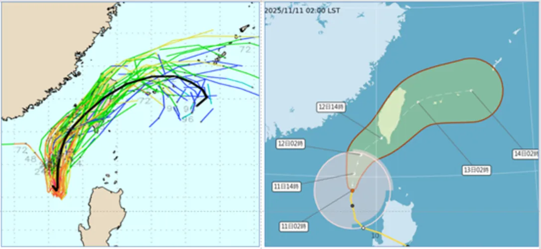欧洲模式与气象署预测，凤凰路径略往南修。气象应用推广基金会
