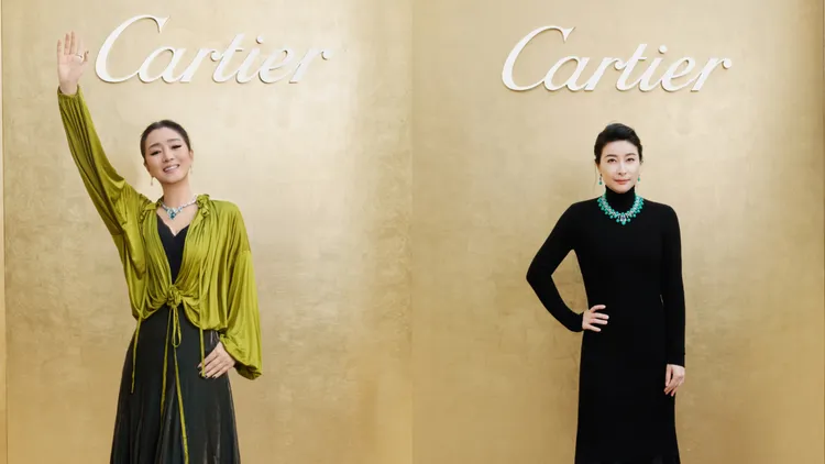 巩俐（左图）与郭晶晶（右图）出席卡地亚在北京举办的「EN ÉQUILIBRE 顶级珠宝展」。品牌提供