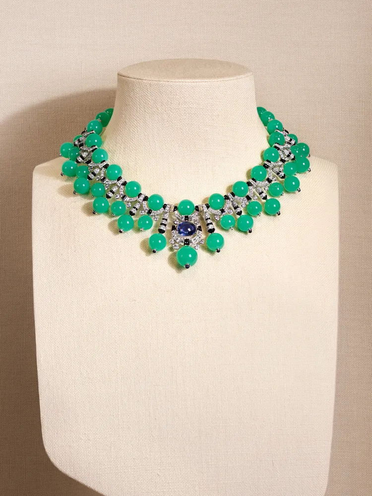 郭晶晶佩戴的海沫綠薩滿項鍊。品牌提供