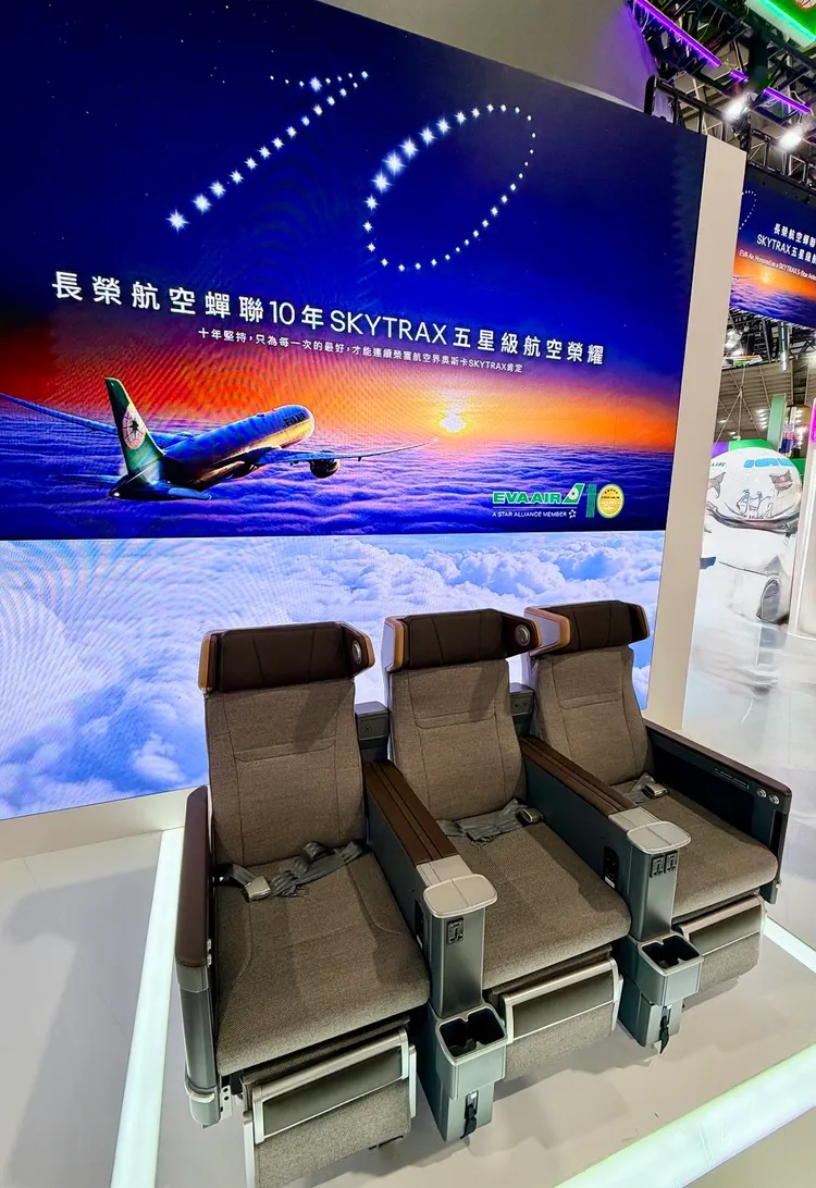 展區特別將波音787-9第4代豪華經濟艙搬到現場供體驗。長榮航空提供