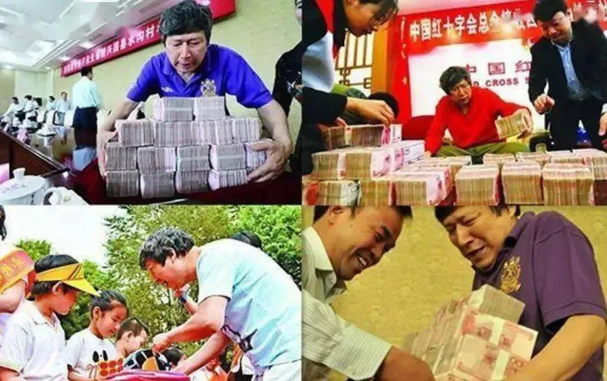 李春平高调行善，喜欢捧著现金助人。翻摄微博/慈善家李春平