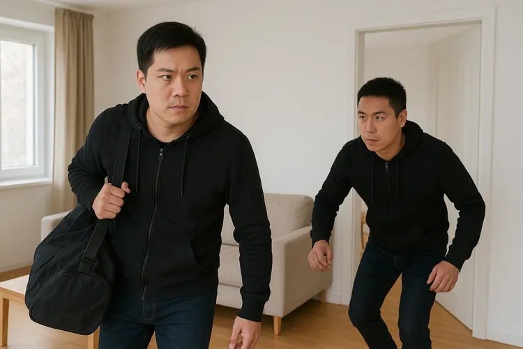 2名嫌犯闯入廖姓富商住处打劫财物，还昏迷被害人在房间内烧炭，企图营造被害人轻生的假象。AI生成示意图