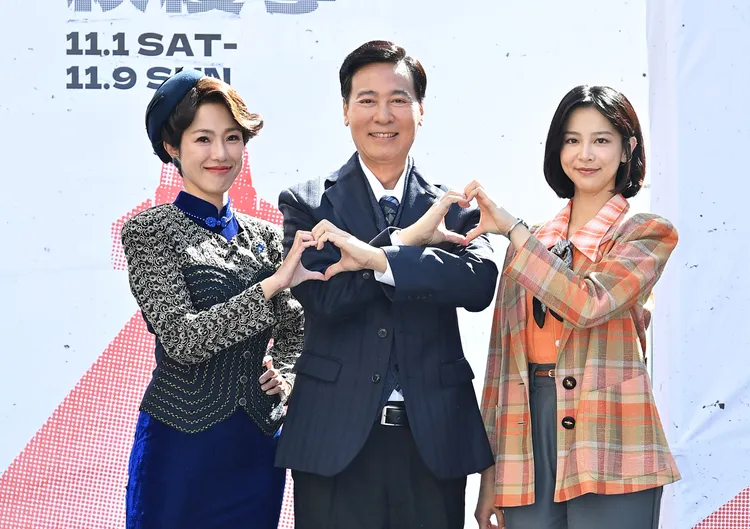 尹昭德(中)預告劇情將有重大轉折，黃瑄(左)聽了鼻酸，右為蔡祥。台視提供