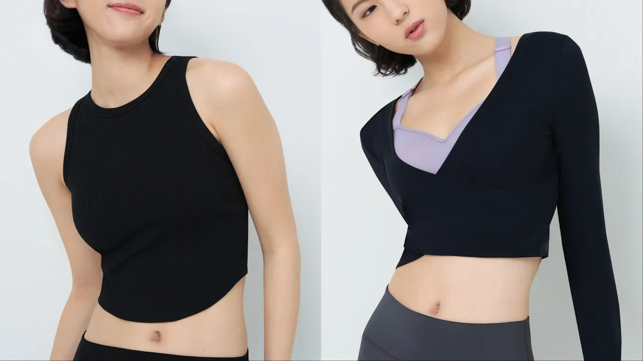 黛安芬「Athleisure 城市律动系列」BRATOP圆领短版背心（左）1980元、随性交叉长袖上衣（右）2380元。品牌提供