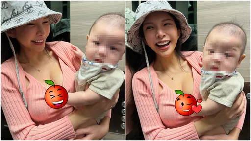 男娃太會給福利！國光女神「豪乳被深掘」笑到合不攏嘴