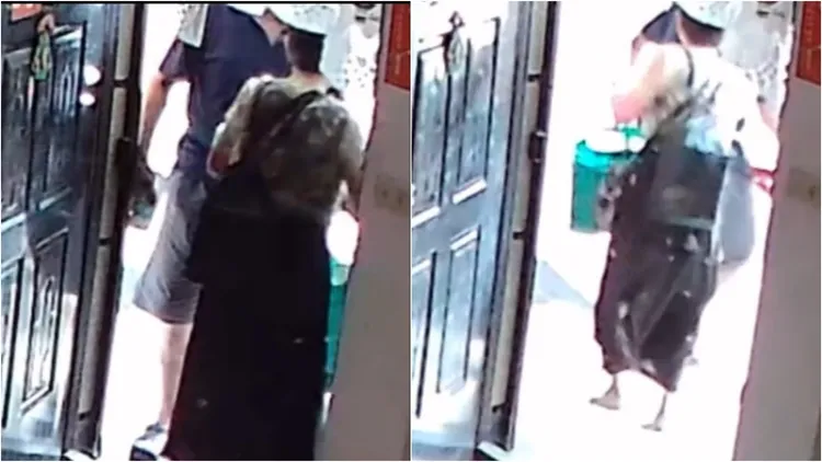 嫌犯借故要藉电话藉要闯入家中，老妇拒绝后，歹徒竟扯下老妇金项链后逃逸。翻摄threads