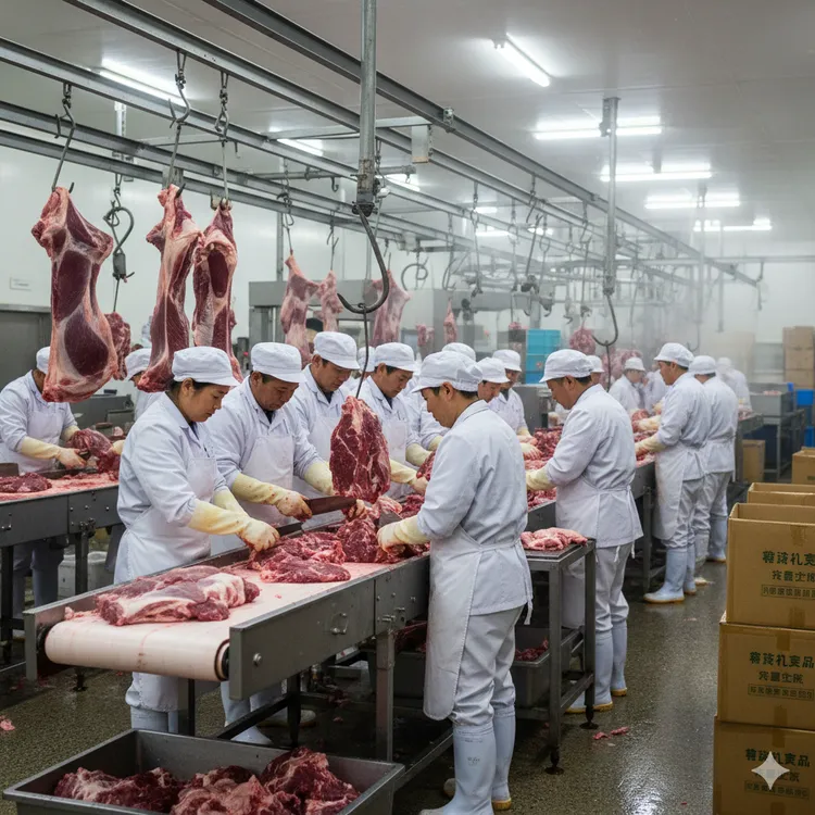 外國人在肉場工作示意圖