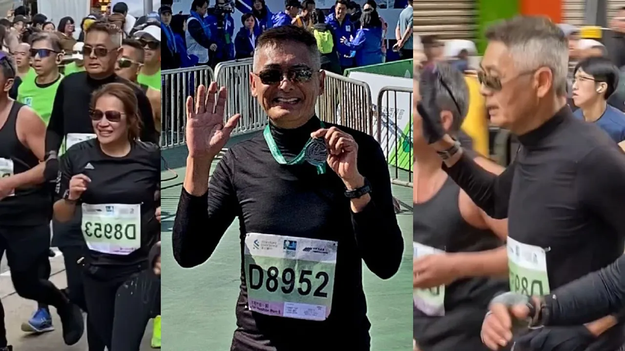 周润发时常参加路跑活动。翻摄运动笔记hk脸书、最好的偶像脸书