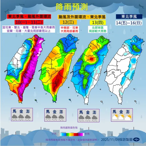 風雨浪愈晚愈大！大台北、宜花恐升「豪雨」　半邊台灣紫爆