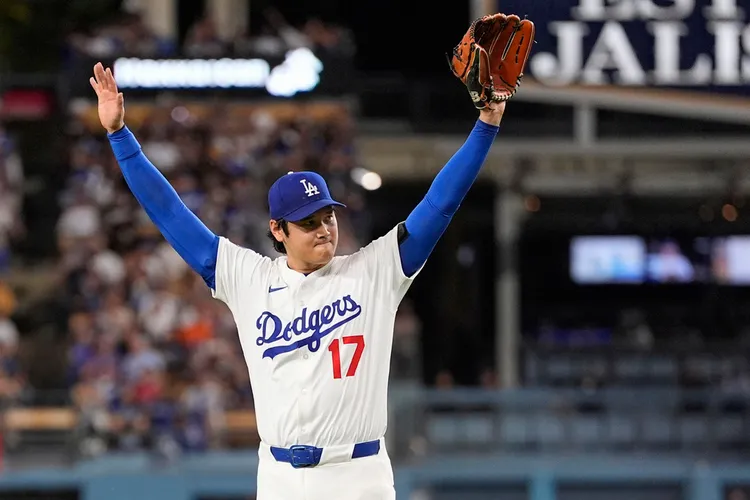 大谷翔平背號為17號。美聯社